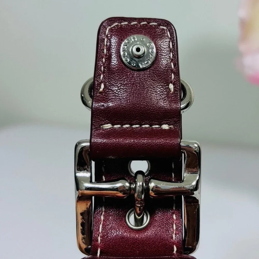 Vintage Y2K Coach Hamptons Demi Burgundy Leather Buckle Mini Shoulder Bag - Picture 8 of 12